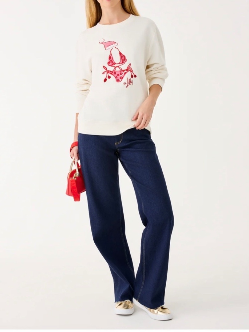 Ballard Cotton Sweatshirt Color: Coconut Festive Frocks Embellishment XXL - Picture 4 of 5